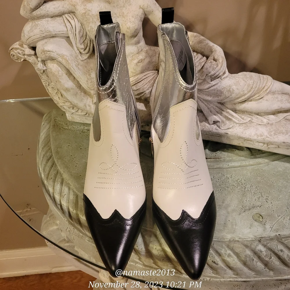 Vince Camuto Saiovell Leather Ankle Cowboy Heeled Western Boot Designer #641 - Picture 16 of 16